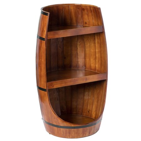 Vintiquewise Rustic Wooden Wine Barrel Display Shelf Storage Stand QI003764